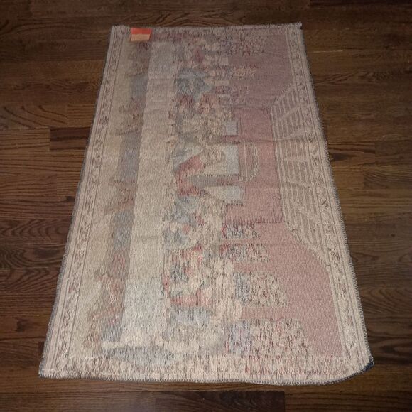 Vintage The Last Supper Tapestry Made In Italy 36x20 Jesus Apostles Religious - Picture 13 of 16